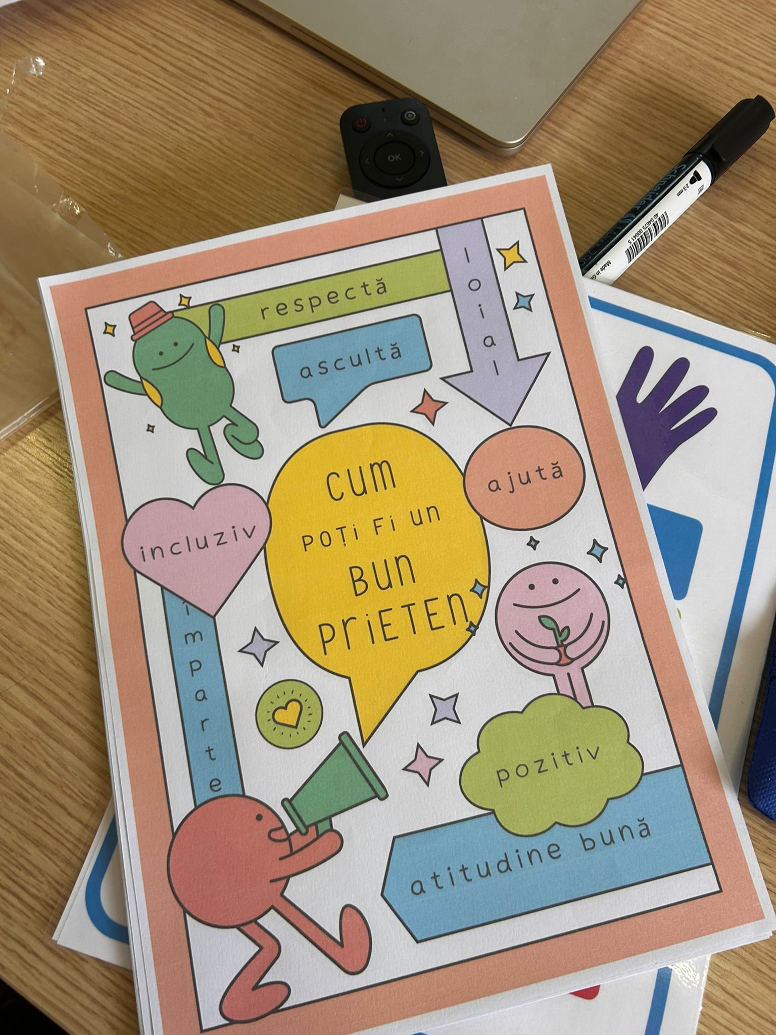 Fișă educațională despre cum poți fi un prieten bun, folosită în activitatea despre siguranță emoțională și recunoașterea abuzului la clasa a V-a